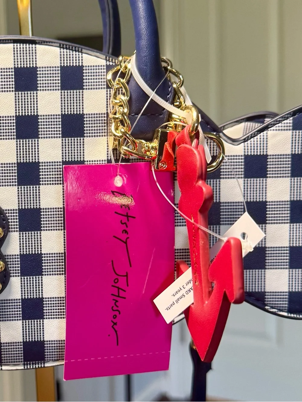 NWT Betsey Johnson Xosea Gingham Fish Crossbody Bag w/ Anchor Charm